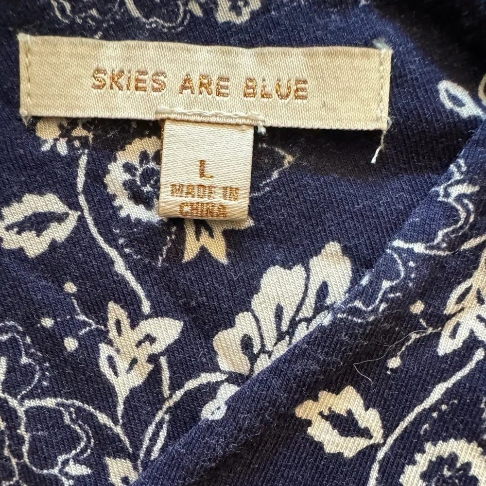 Anthropologie Skies Are Blue Floral Knit Summer Dress V Neck Back Opening Large